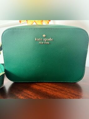 Kate Spade Green Saffiano Crossbody Bag with Gold Logo